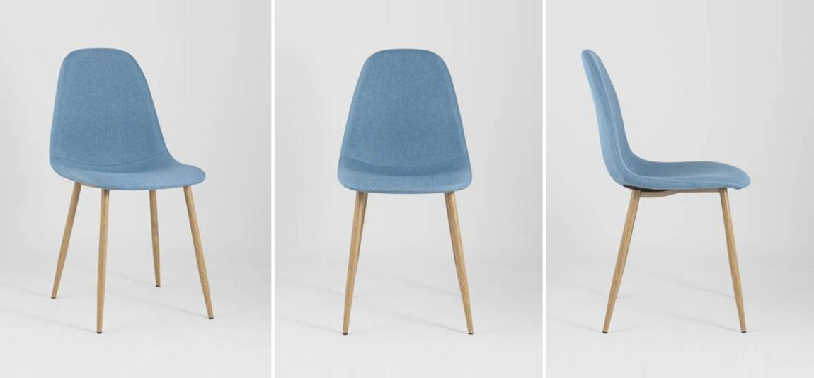 Стул Archie Chair Ткань Голубая Рогожка