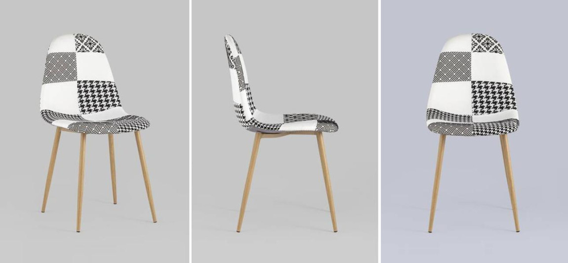 Стул Archie Chair Черно-Белый Печворк