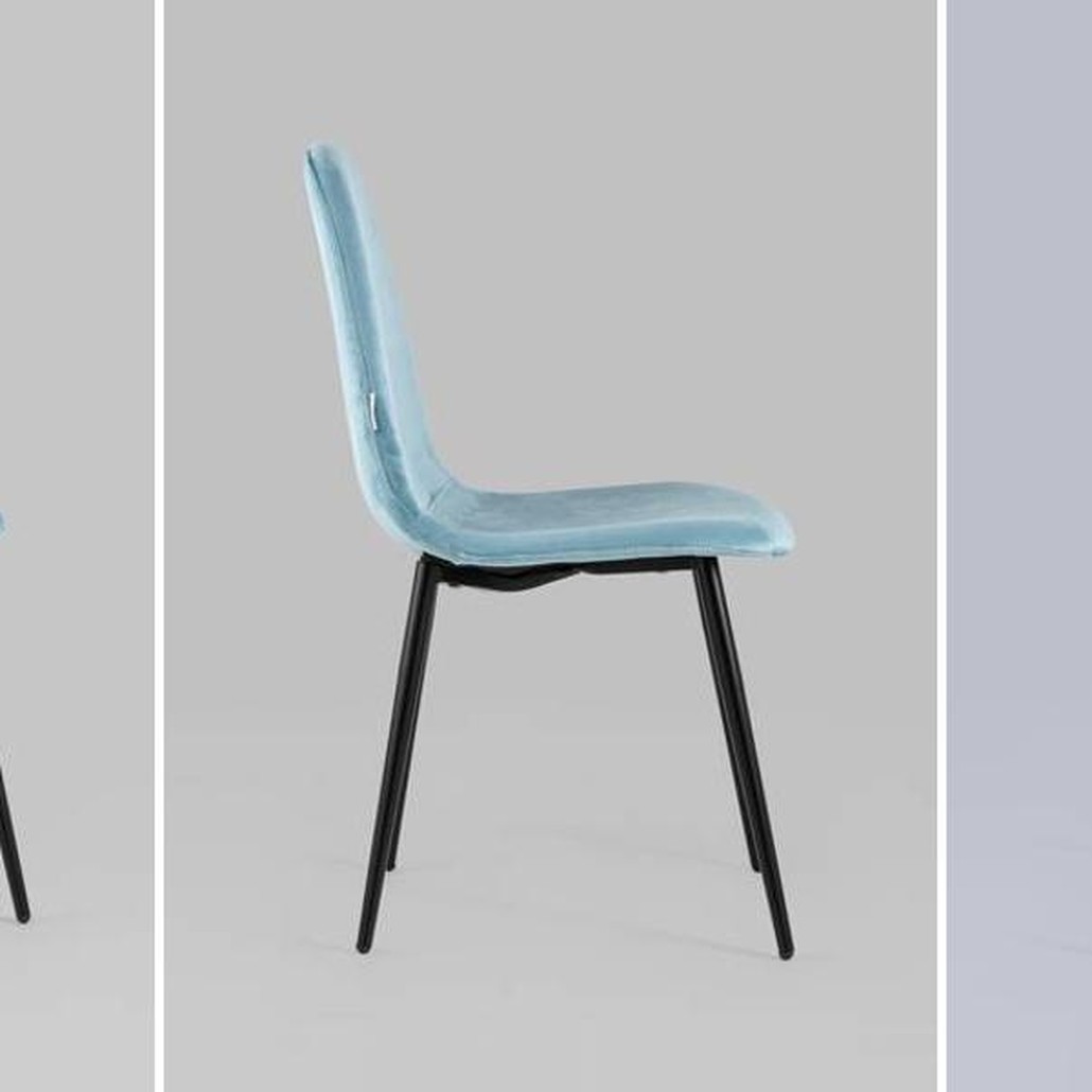 Стул Archie Chair Черные ножки Голубой Велюр