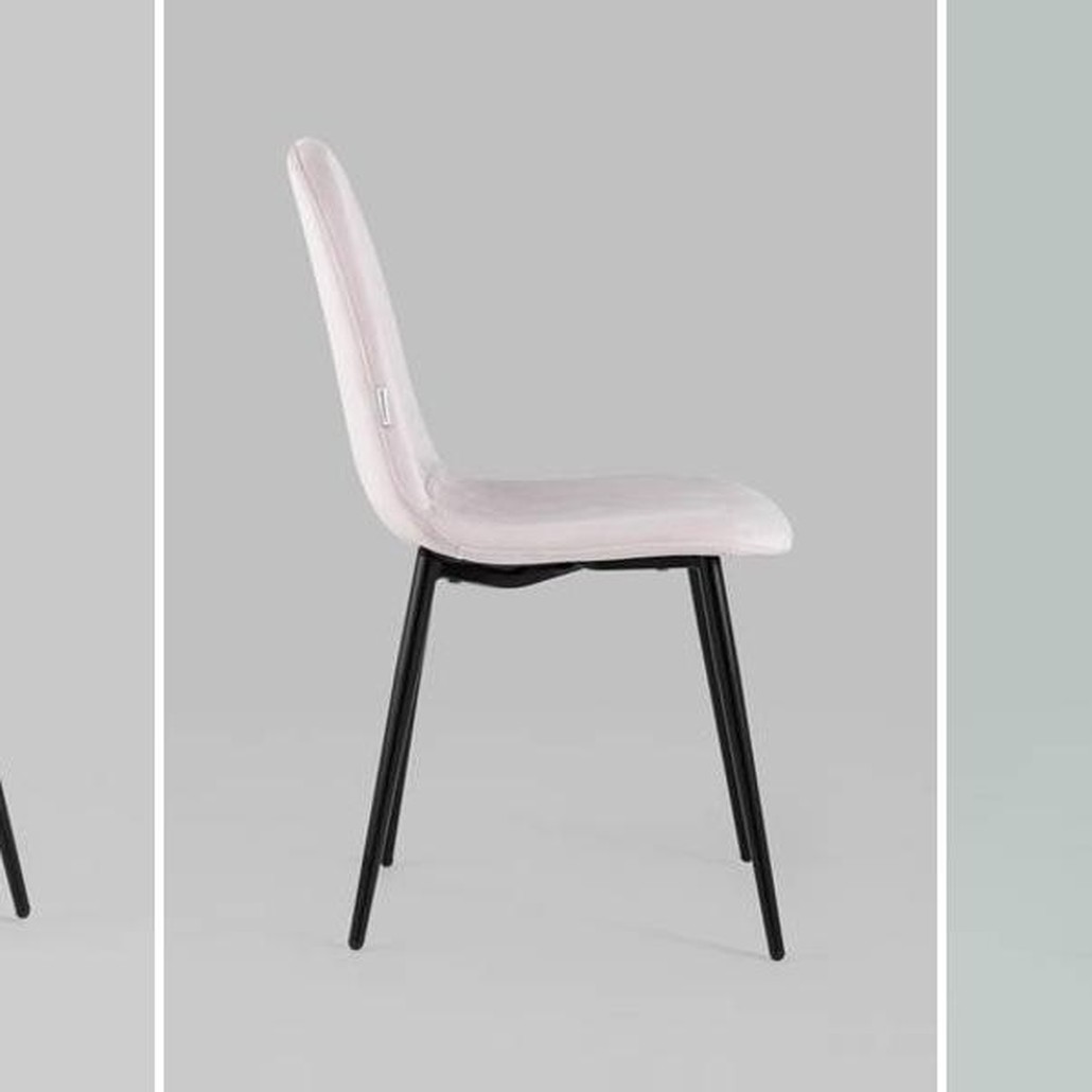 Стул Archie Chair Черные ножки Светло-Розовый Велюр