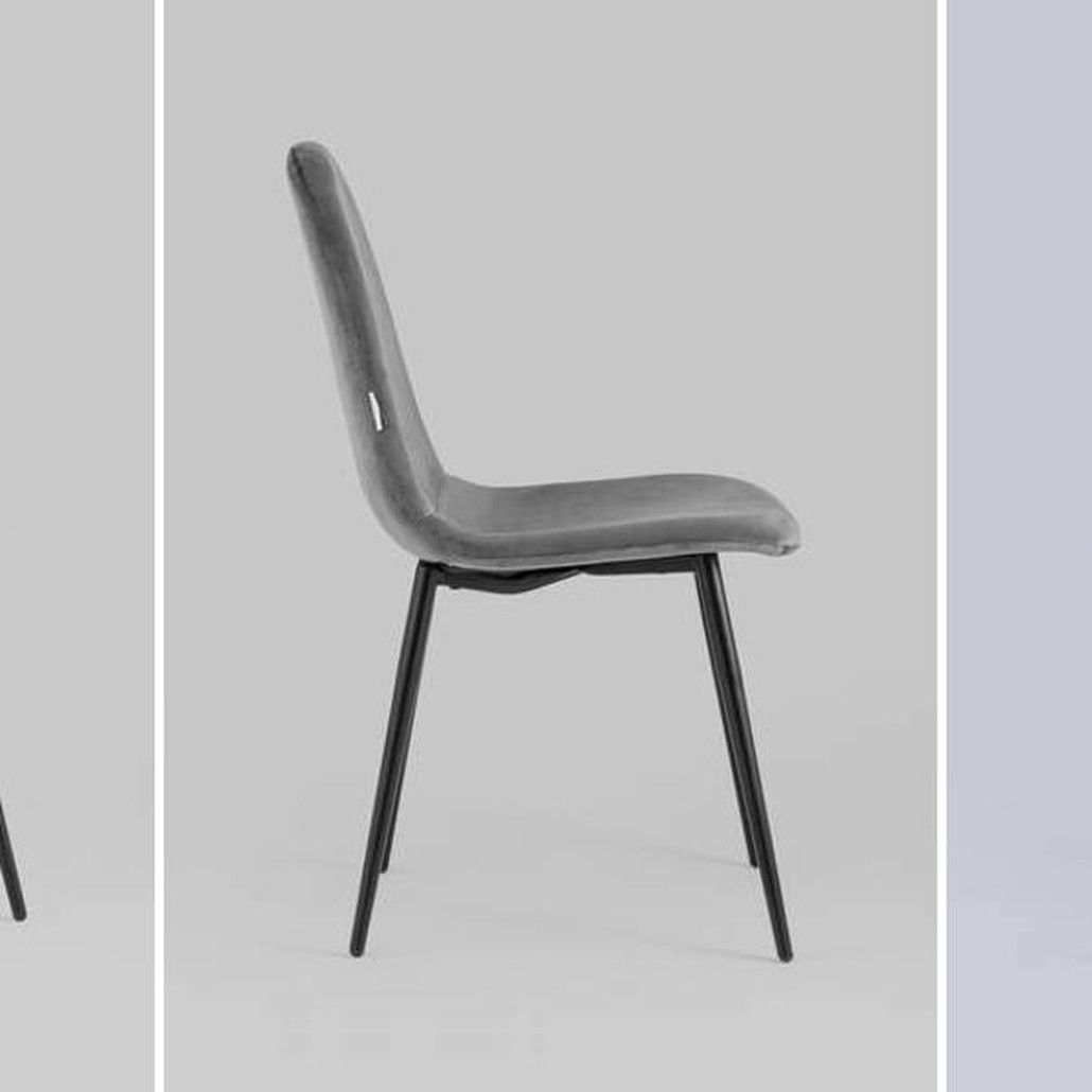 Стул Archie Chair Черные ножки Темно-Серый Велюр