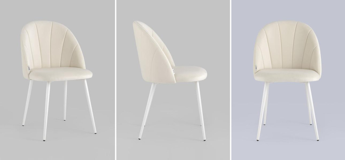 Стул Balsari S Chair Молочный Велюр Белые ножки