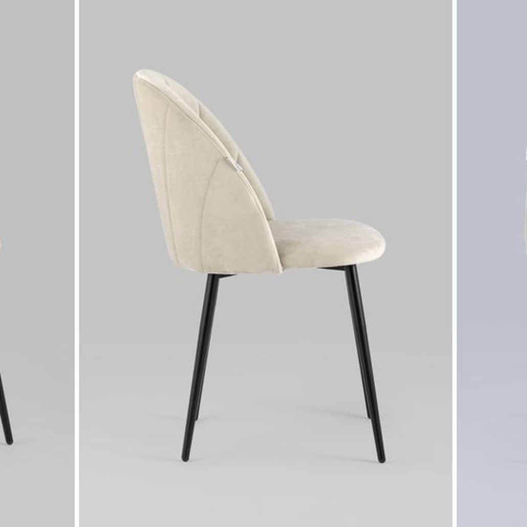 Стул Balsari S Chair Молочный Велюр Черные ножки