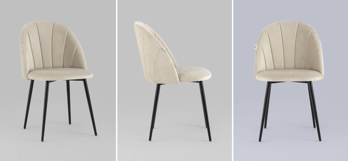 Стул Balsari S Chair Молочный Велюр Черные ножки