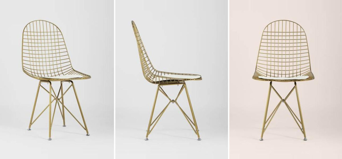 Стул Bertoia S Chair Золотой Металл