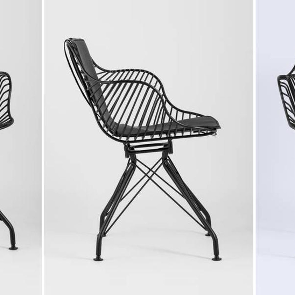 Стул Bertoia с подлокотником Chair Black metal