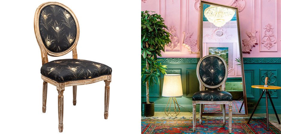 Стул c принтом перо павлина Magic Feathers Night