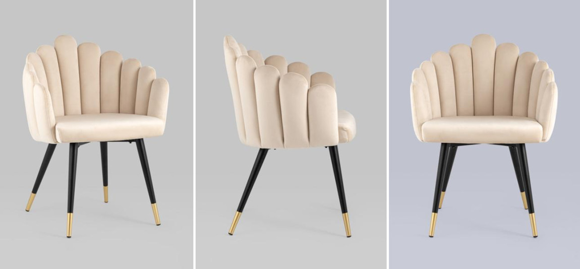 Стул Camellia Chair Бежевый Велюр