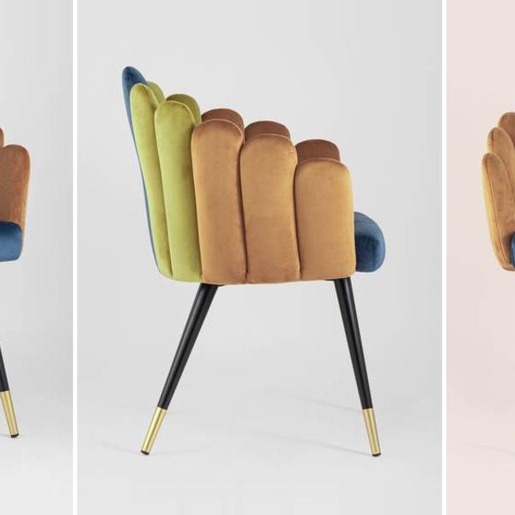 Стул Camellia Chair Синий и Карамельный Велюр