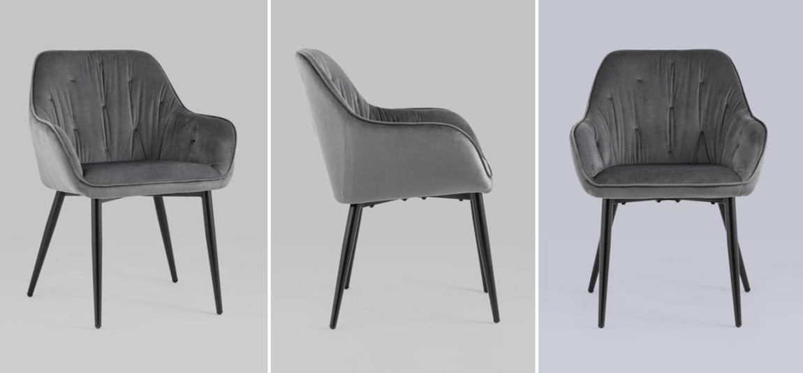 Стул CHANTAL Chair капитоне Серый Велюр
