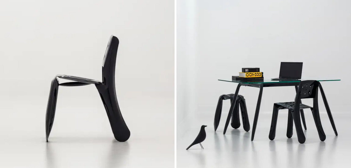 Стул Chippensteel 0.5 Polished Black Glossy Color Carbon Steel Seating by Zieta