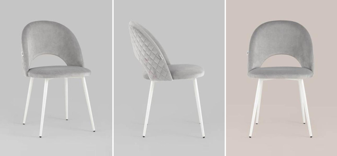 Стул CLIFF Chair Светло-Серый Велюр