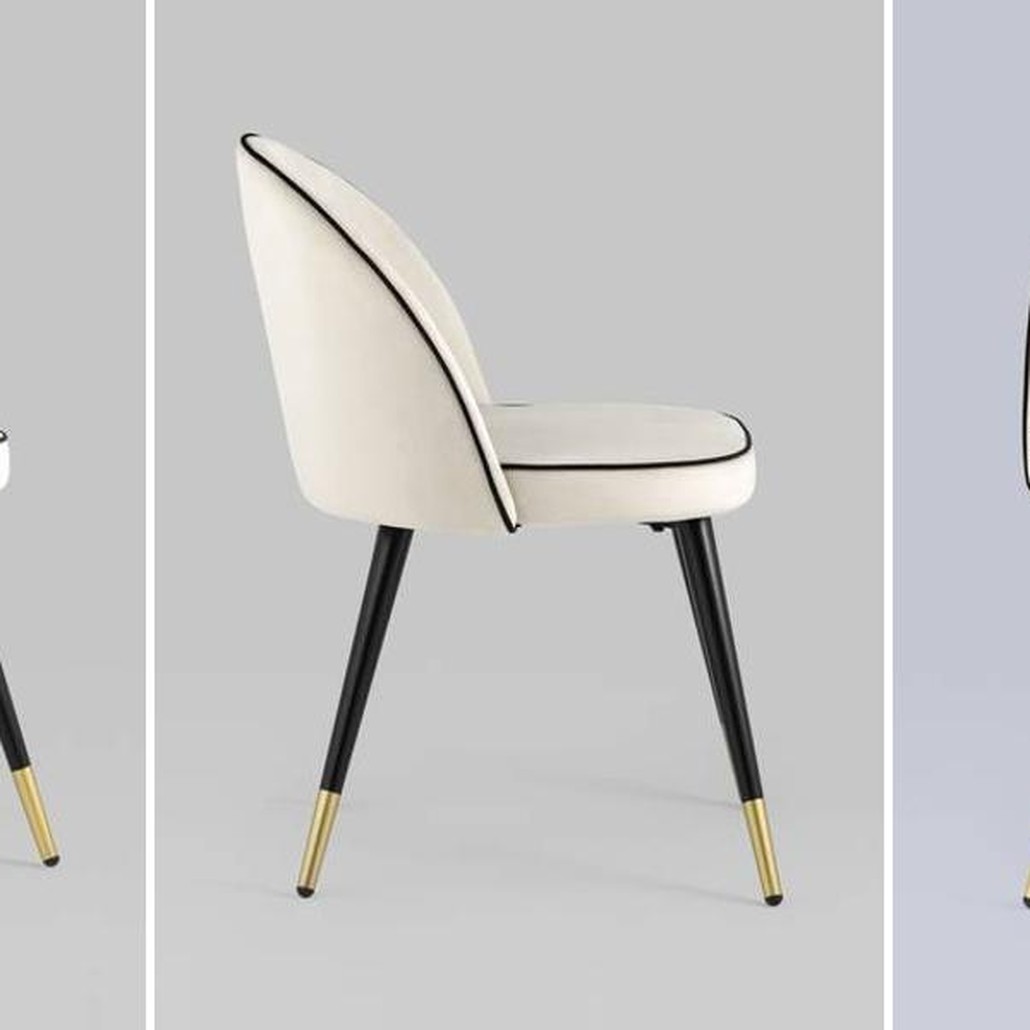 Стул Cooper Chair LUX Молочный Велюр с Черным кантом