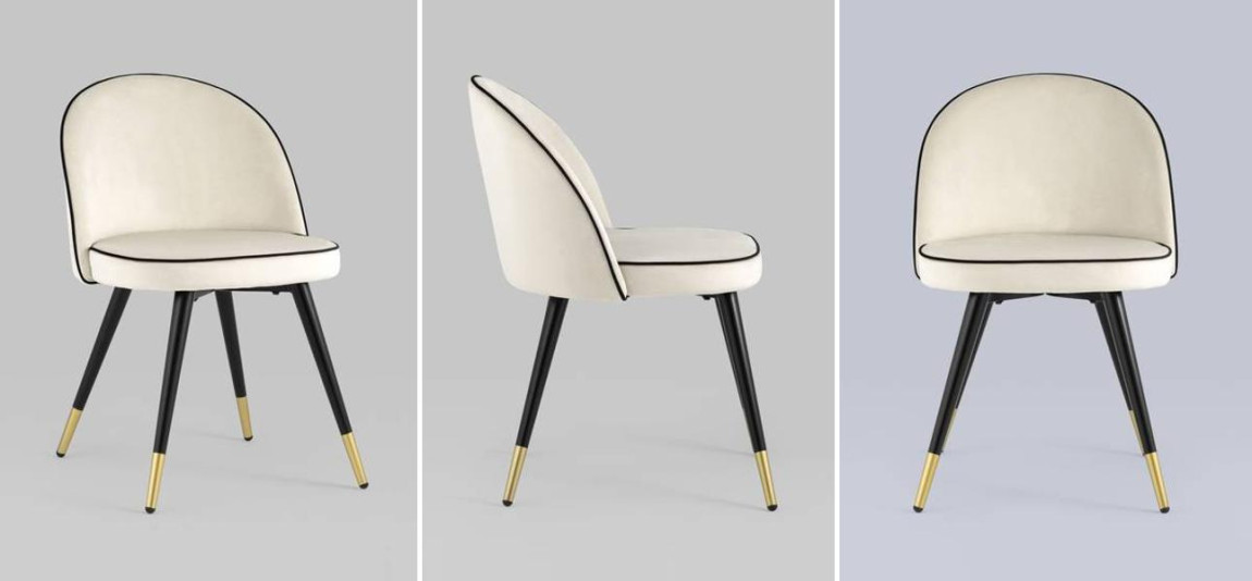 Стул Cooper Chair LUX Молочный Велюр с Черным кантом
