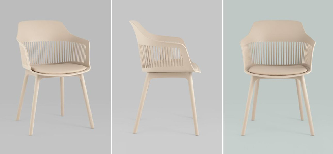 Стул Crocus Chair Бежевый цвет Велюровая подушка
