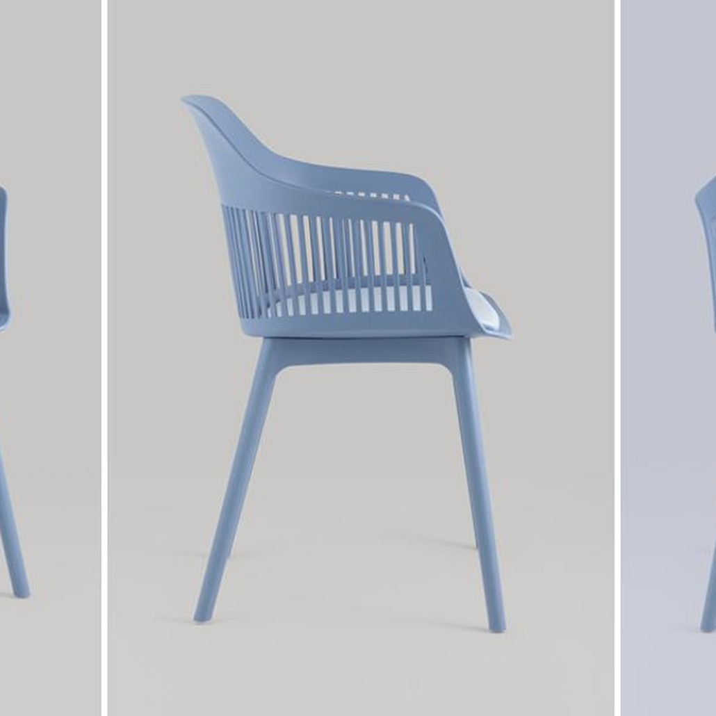 Стул Crocus Chair Голубой цвет Велюровая подушка