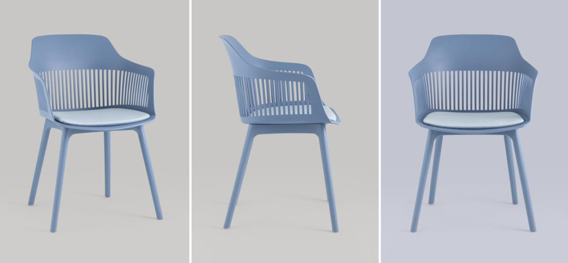 Стул Crocus Chair Голубой цвет Велюровая подушка