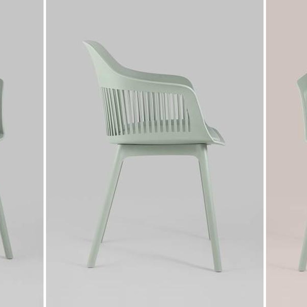 Стул Crocus Chair Серо-Зеленый цвет Подушка эко-кожа
