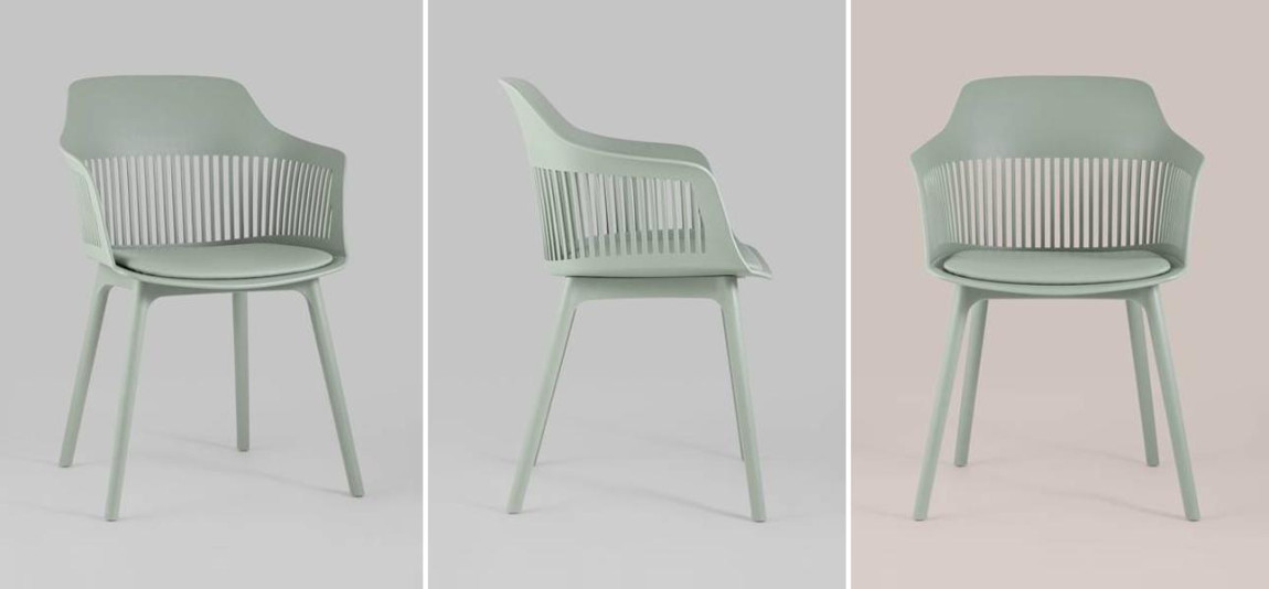 Стул Crocus Chair Серо-Зеленый цвет Подушка эко-кожа