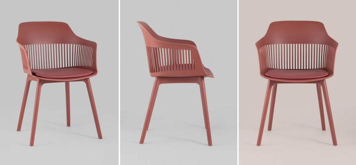 Стул Crocus Chair Терракотовый цвет Подушка эко-кожа