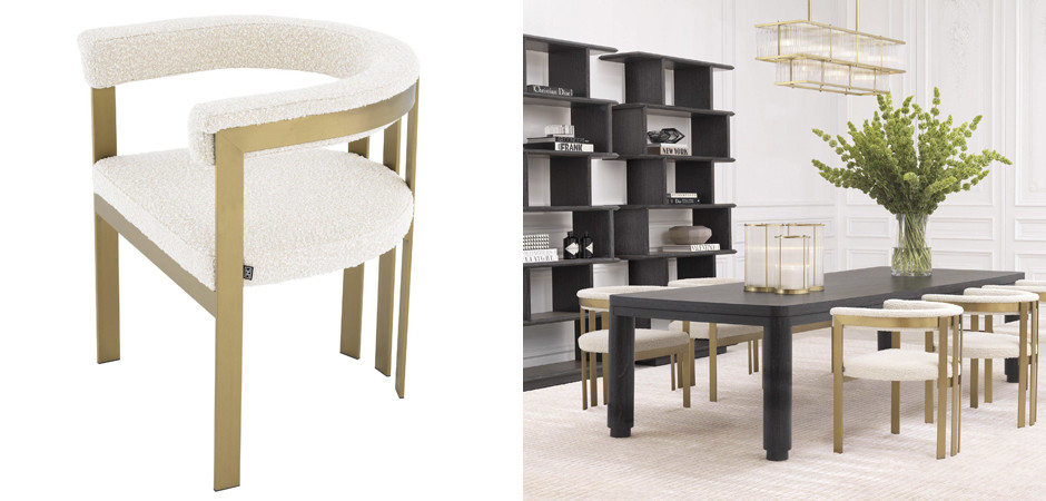 Стул Eichholtz Dining Chair Clubhouse boucle cream