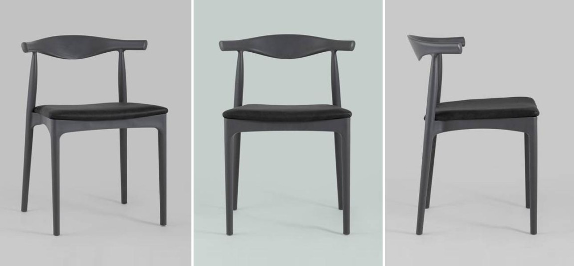 Стул Elbow HANS J.WEGNER с Подлокотником Серый Мягкое Сидение