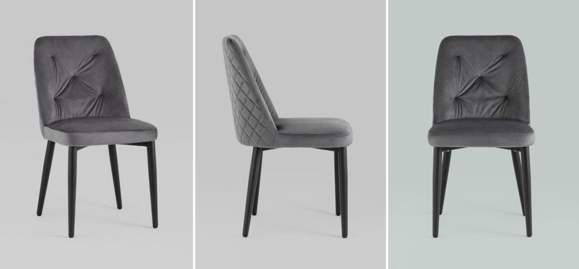 Стул Emma Chair Серый Велюр