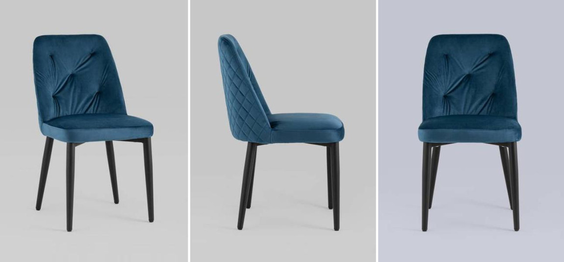 Стул Emma Chair Синий Велюр