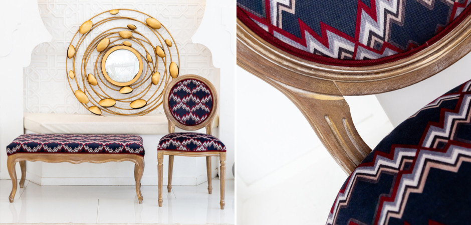 Стул Ikat Pattern с золотой патиной