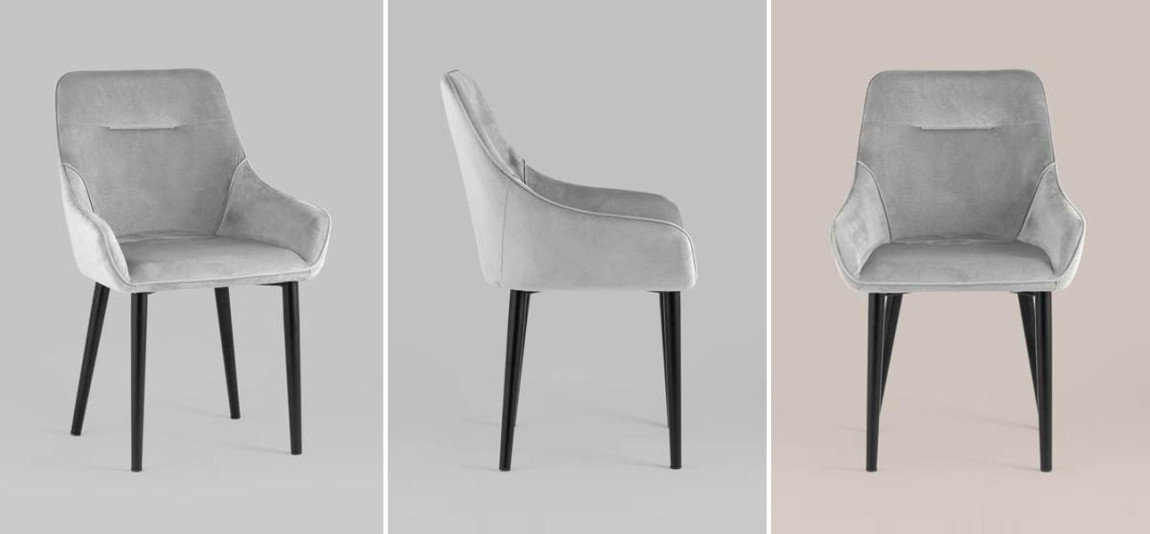 Стул Joan Chair Светло-Серый Велюр