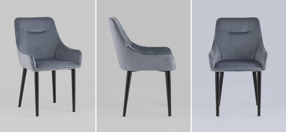 Стул Joan Chair Серый-Голубой Велюр