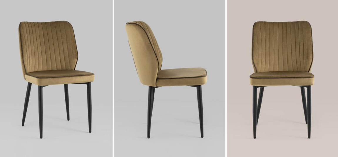 Стул Lawrence Chair Велюр Карамель Коричневый кант