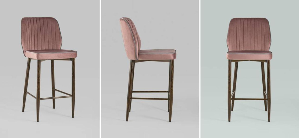 Стул Lawrence Chair Пыльно-Розовый Серый кант