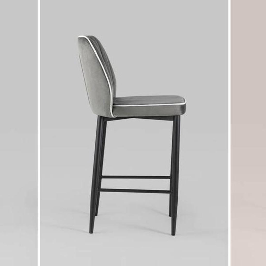 Стул Lawrence Chair Серый Велюр Белый кант