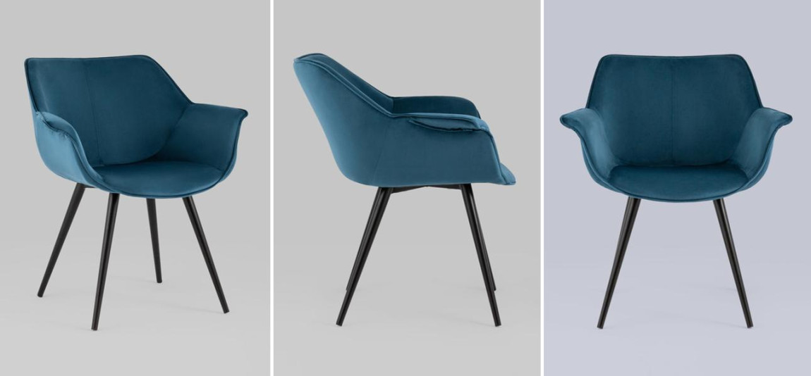 Стул Mason chair Пыльно-Синий Велюр