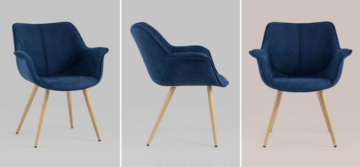 Стул Mason Chair Синий Ножки светлое дерево