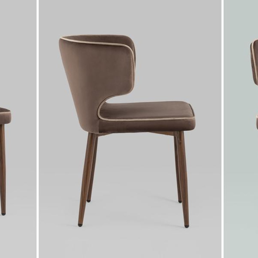 Стул Mateo Chair Коричневый Велюр с Белым Кантом