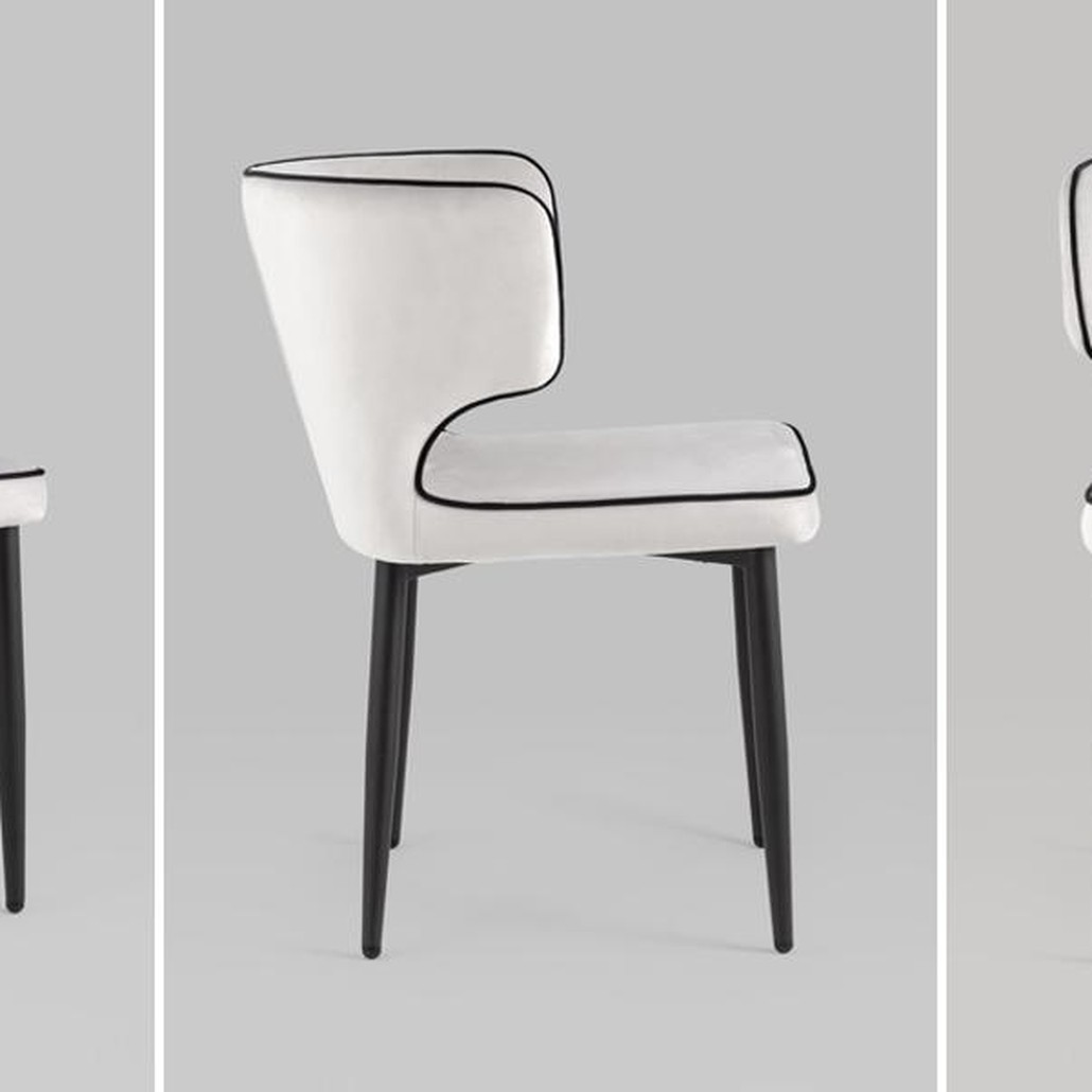 Стул Mateo Chair Молочный Велюр с Черным кантом