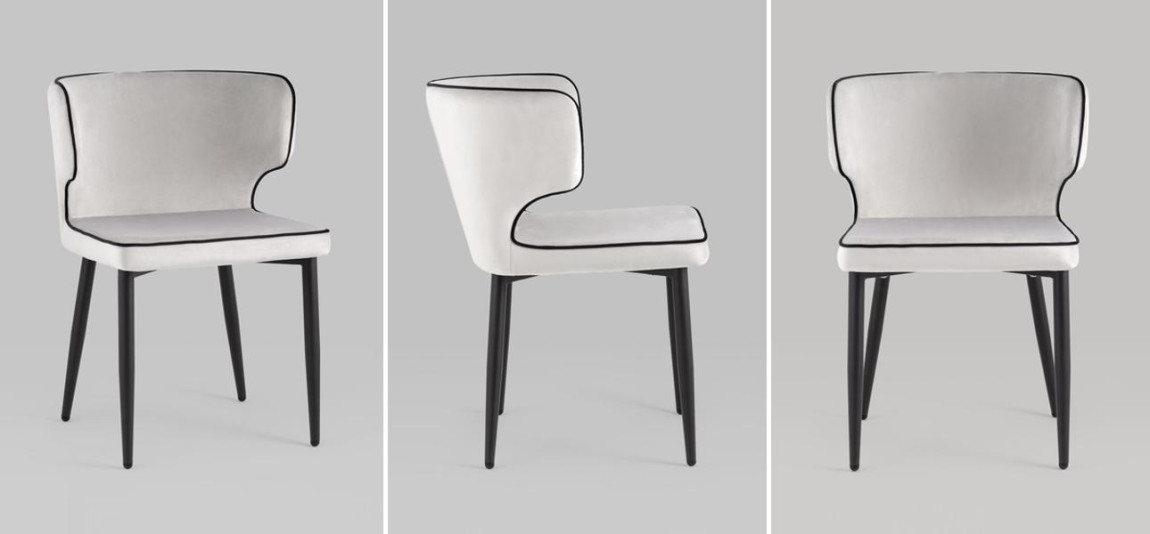 Стул Mateo Chair Молочный Велюр с Черным кантом