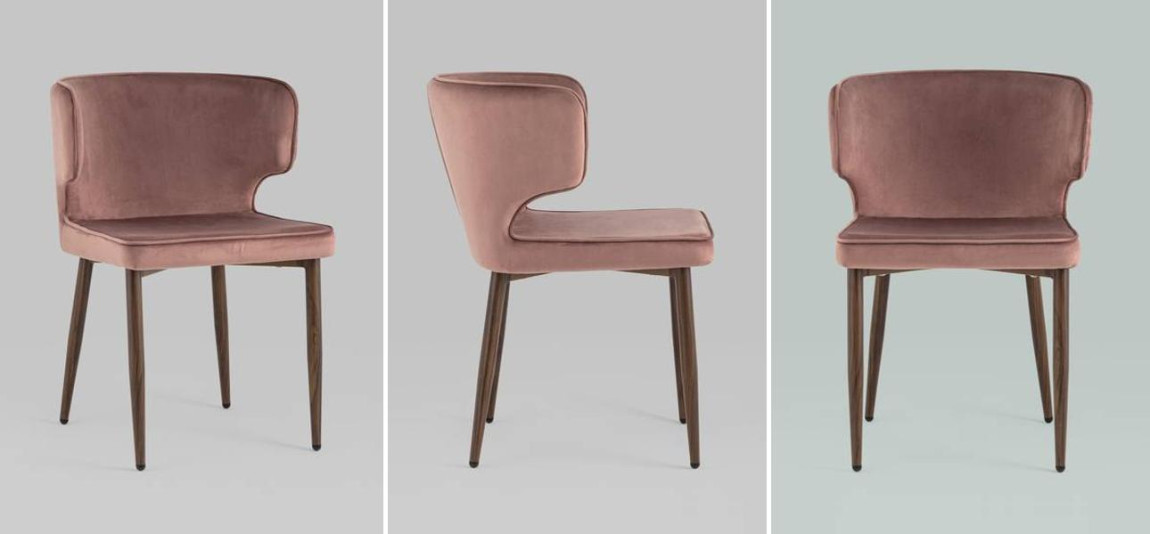 Стул Mateo Chair Пыльнно-Розовый Велюр