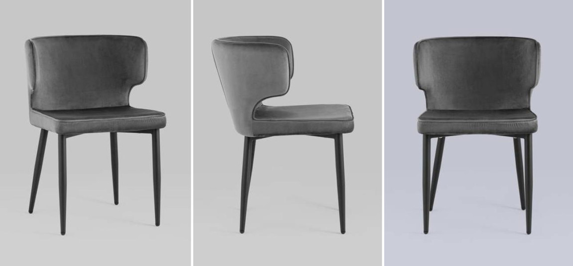 Стул Mateo Chair Серый Велюр