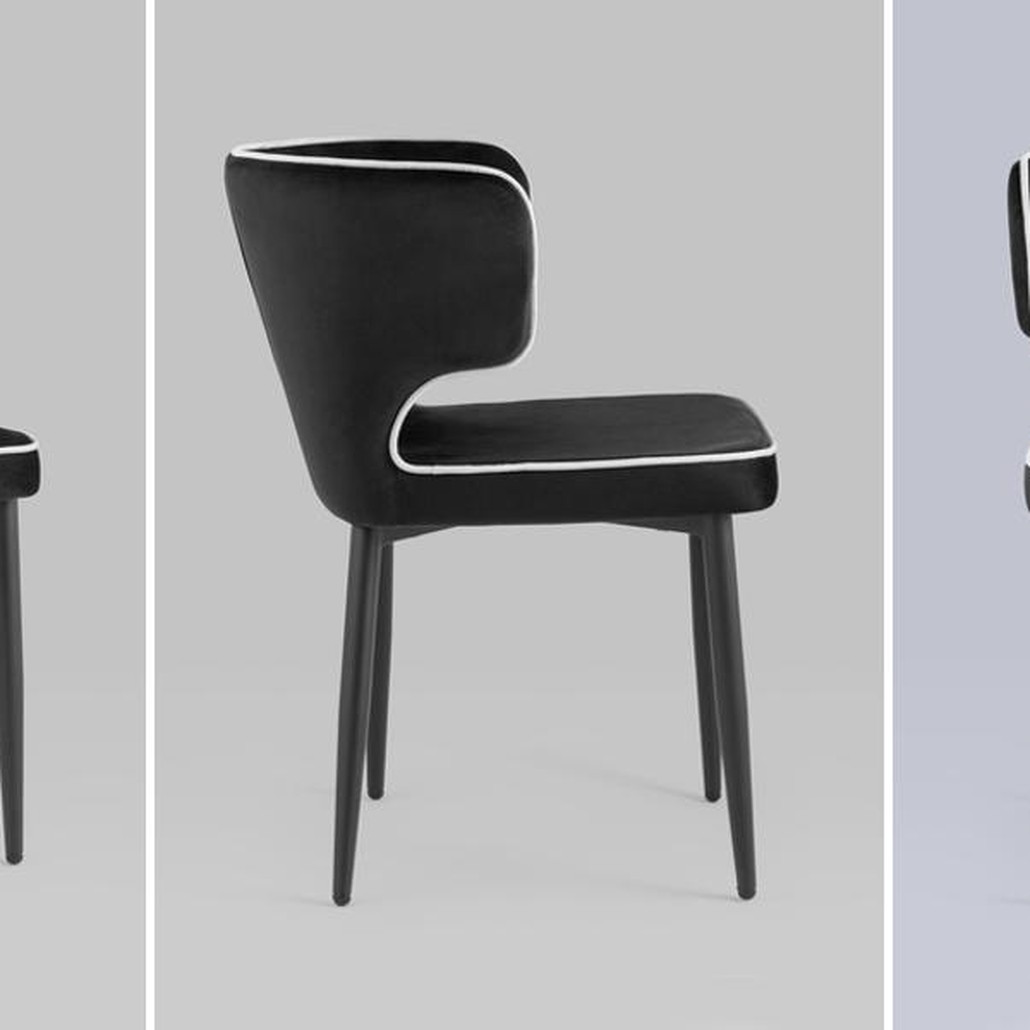 Стул Mateo Chair Черный Велюр с Белым кантом