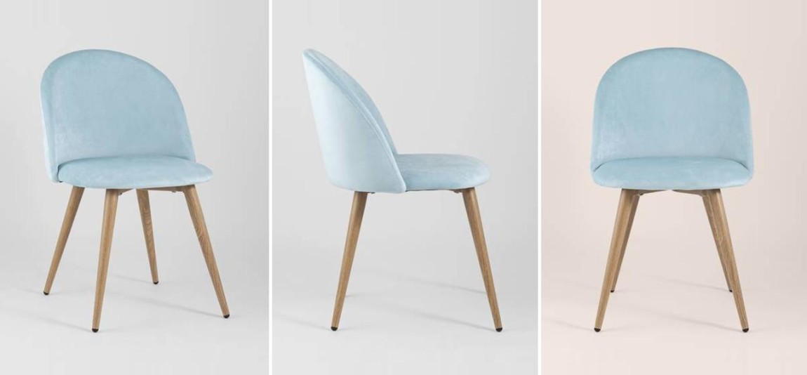 Стул Miruna Chair II Светло-Голубой Велюр