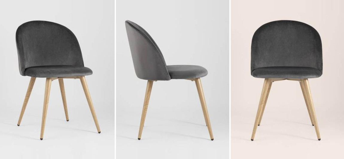 Стул Miruna Chair II Серый Велюр