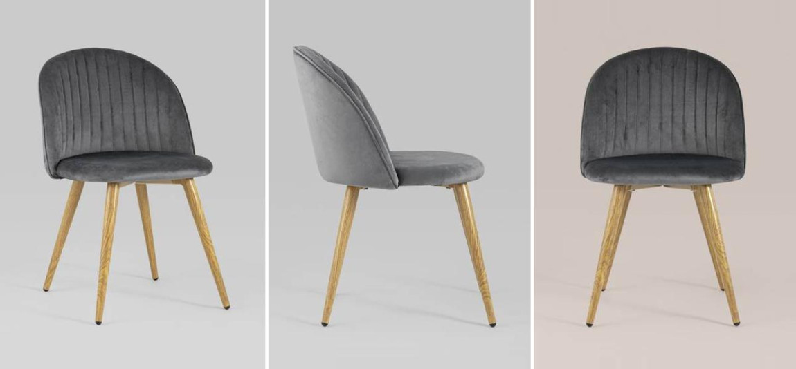 Стул Miruna Chair Серый Велюр