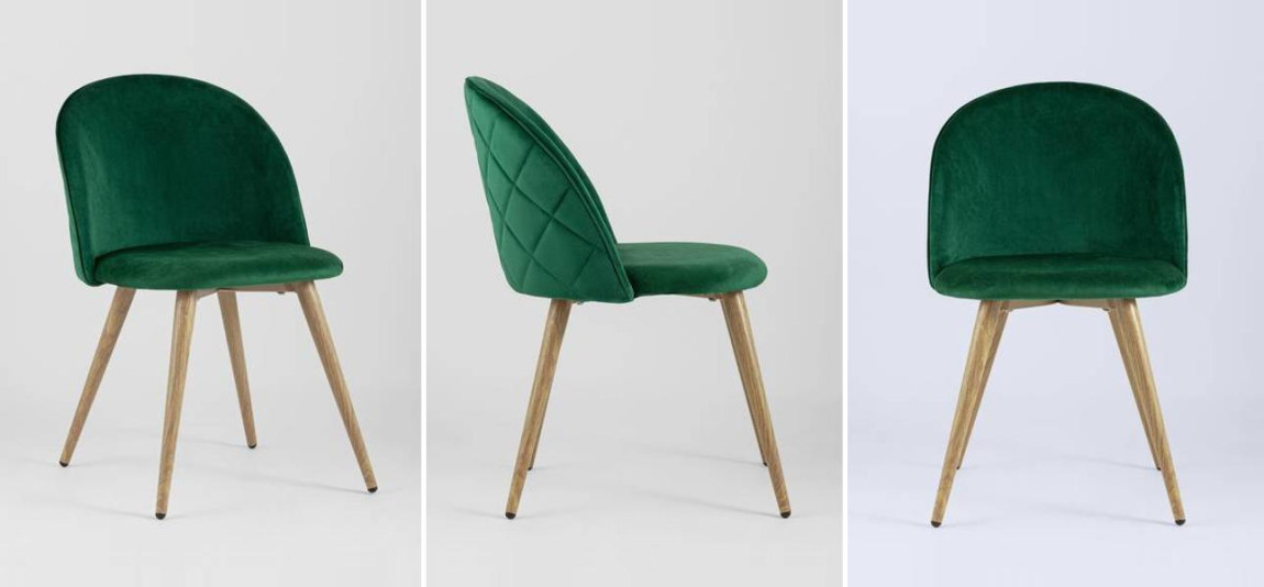 Стул Miruna Chair Спинка Ромбы Зеленый Велюр
