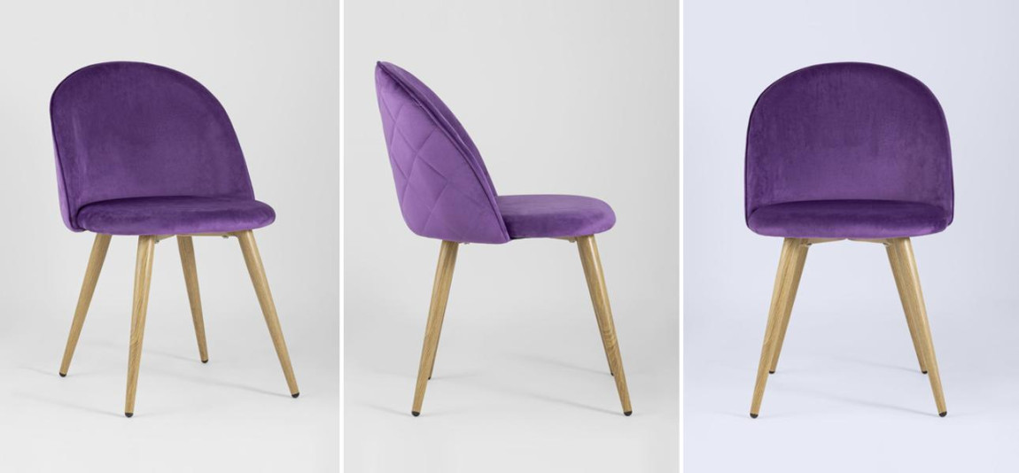 Стул Miruna Chair Спинка Ромбы Лиловый Велюр