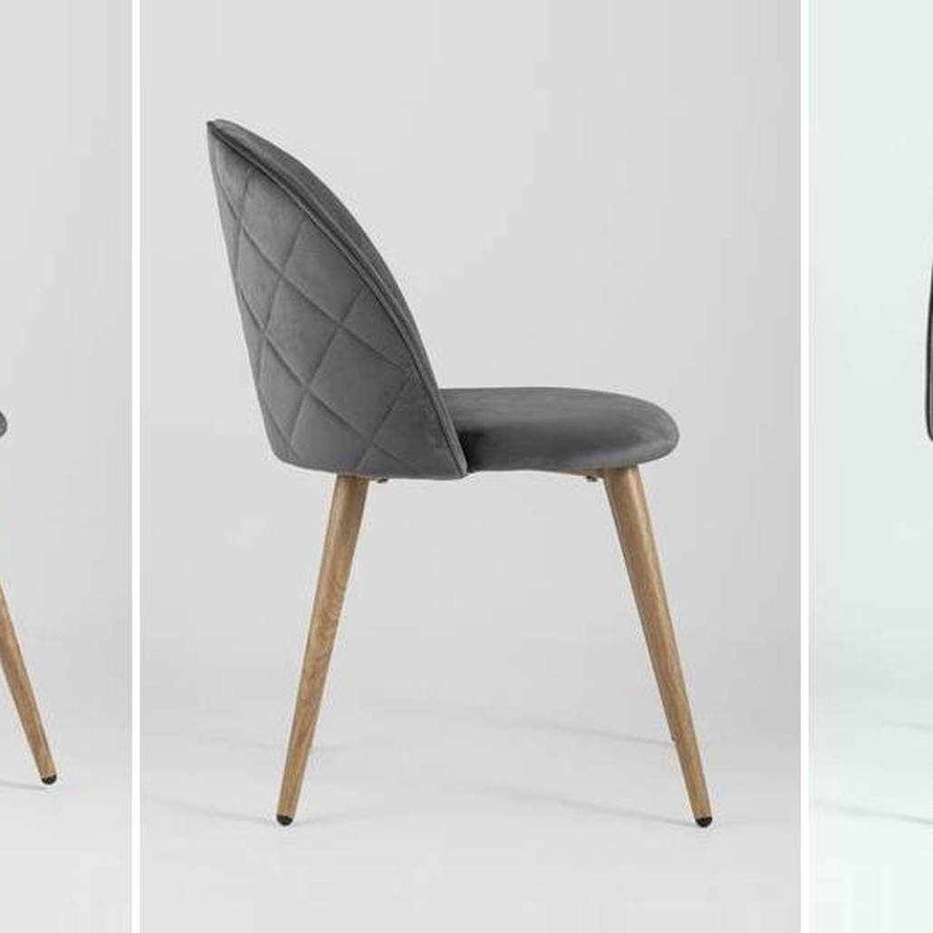 Стул Miruna Chair Спинка Ромбы Серый Велюр