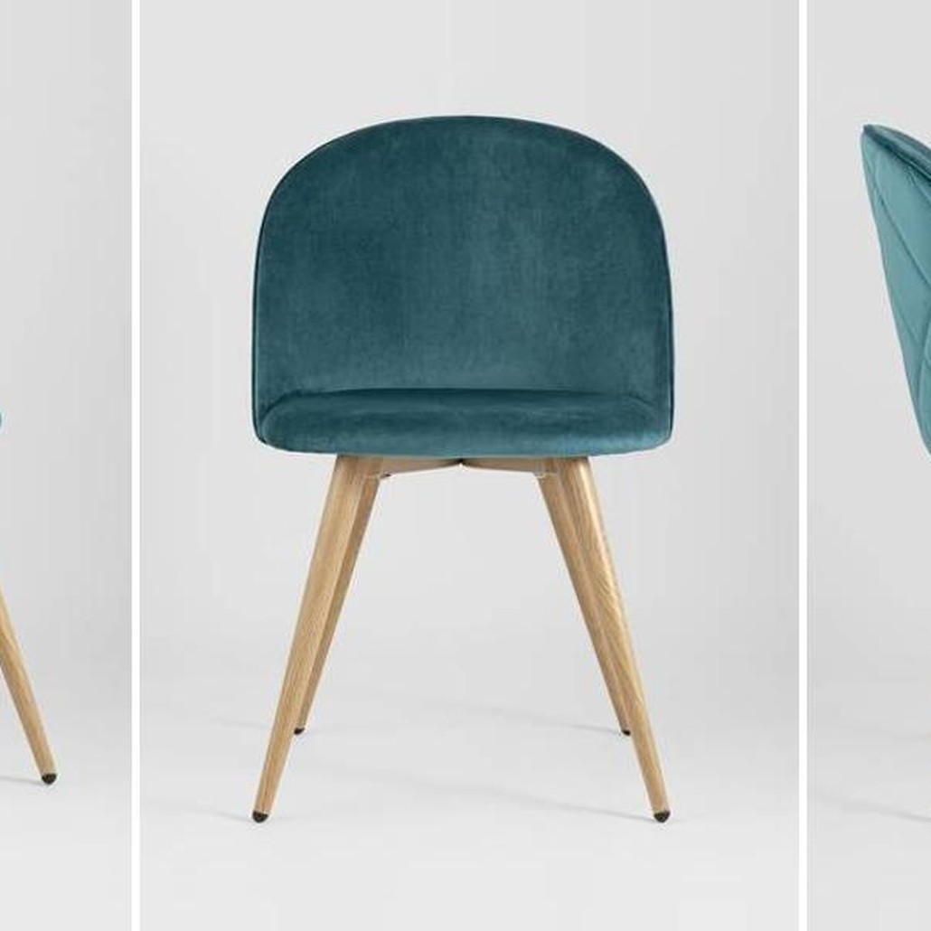 Стул Miruna Chair Спинка Ромбы Синий Велюр