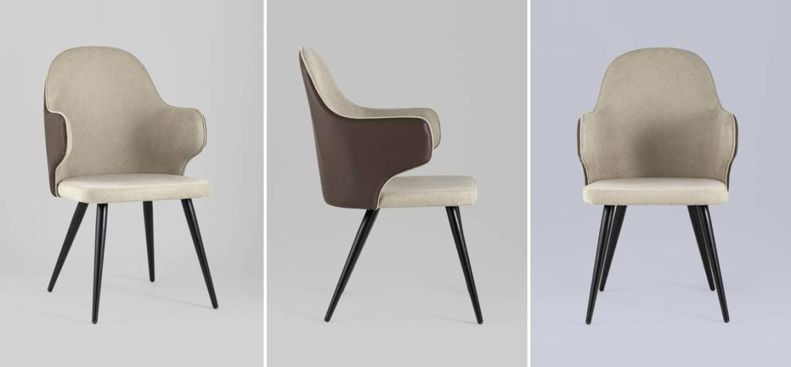Стул Miruna Fabric and Leather Chair с Подлокотником